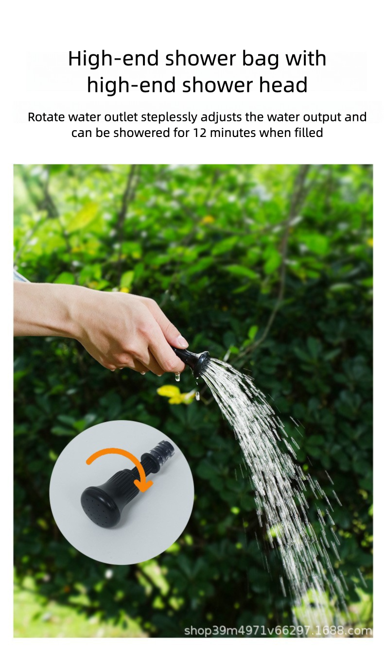 Solar Portable Shower Bag, 5 Gal/20L Solar Heating Outdoor Camping Shower Bag with On-Off Switchable Shower Head&Removable Hose Suitable for Camping, Hiking, Travel, Beach Swimming
