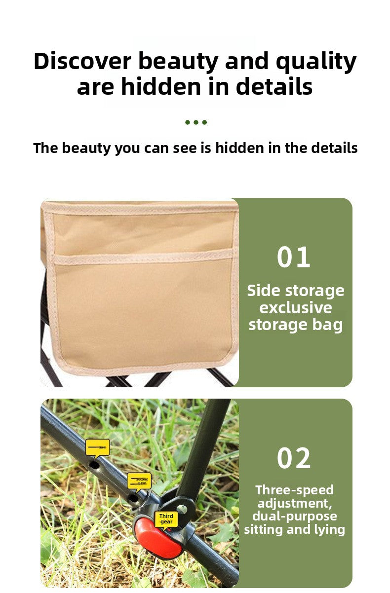 Three-position Adjustable Moon Chair Outdoor Folding Chair Portable Picnic Camping Fishing Chair Office Recliner