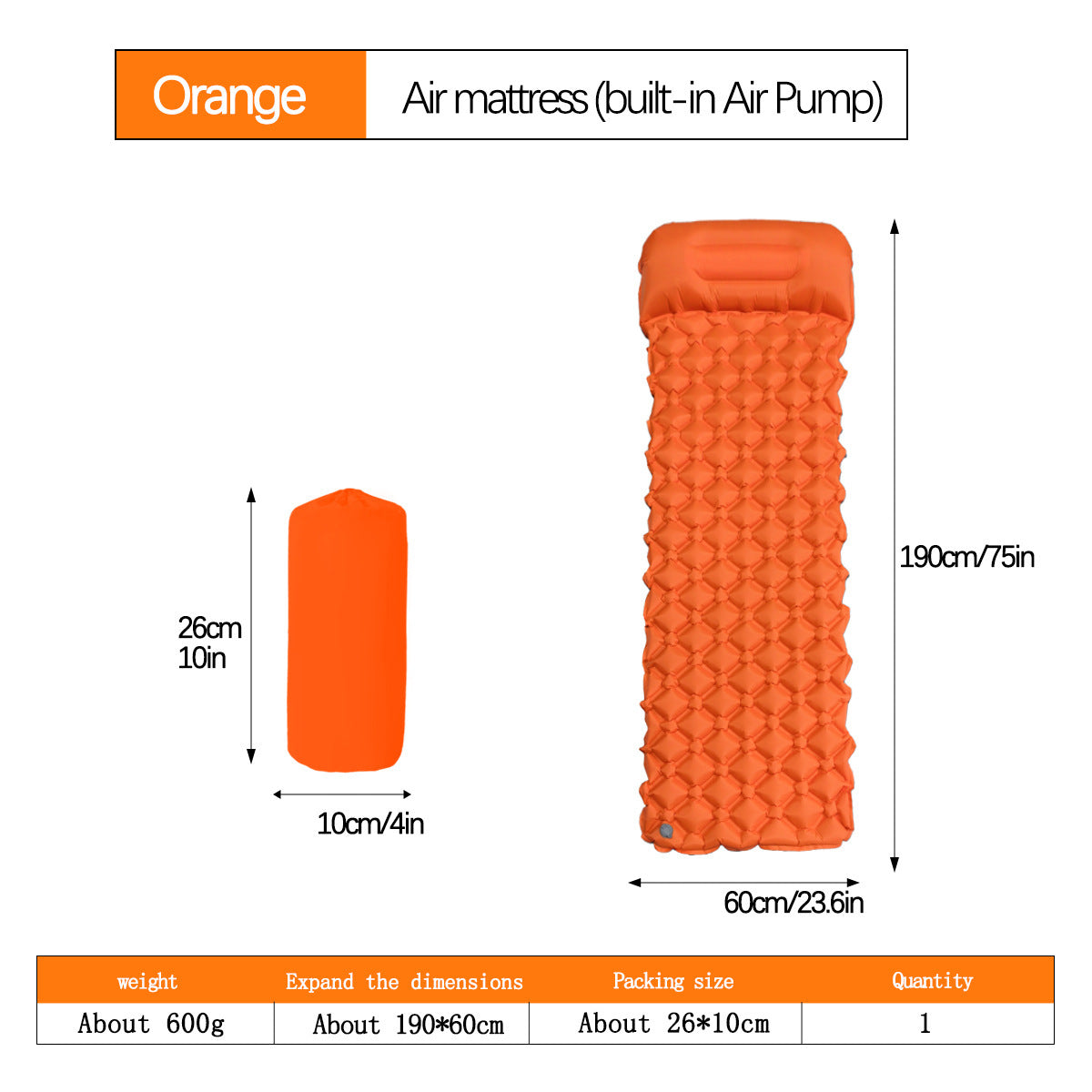 Outdoor Single Person Inflatable Mat TPU Ultra Light Portable Camping Sleeping Mat Moisture-proof Mat Foot Press Mattress