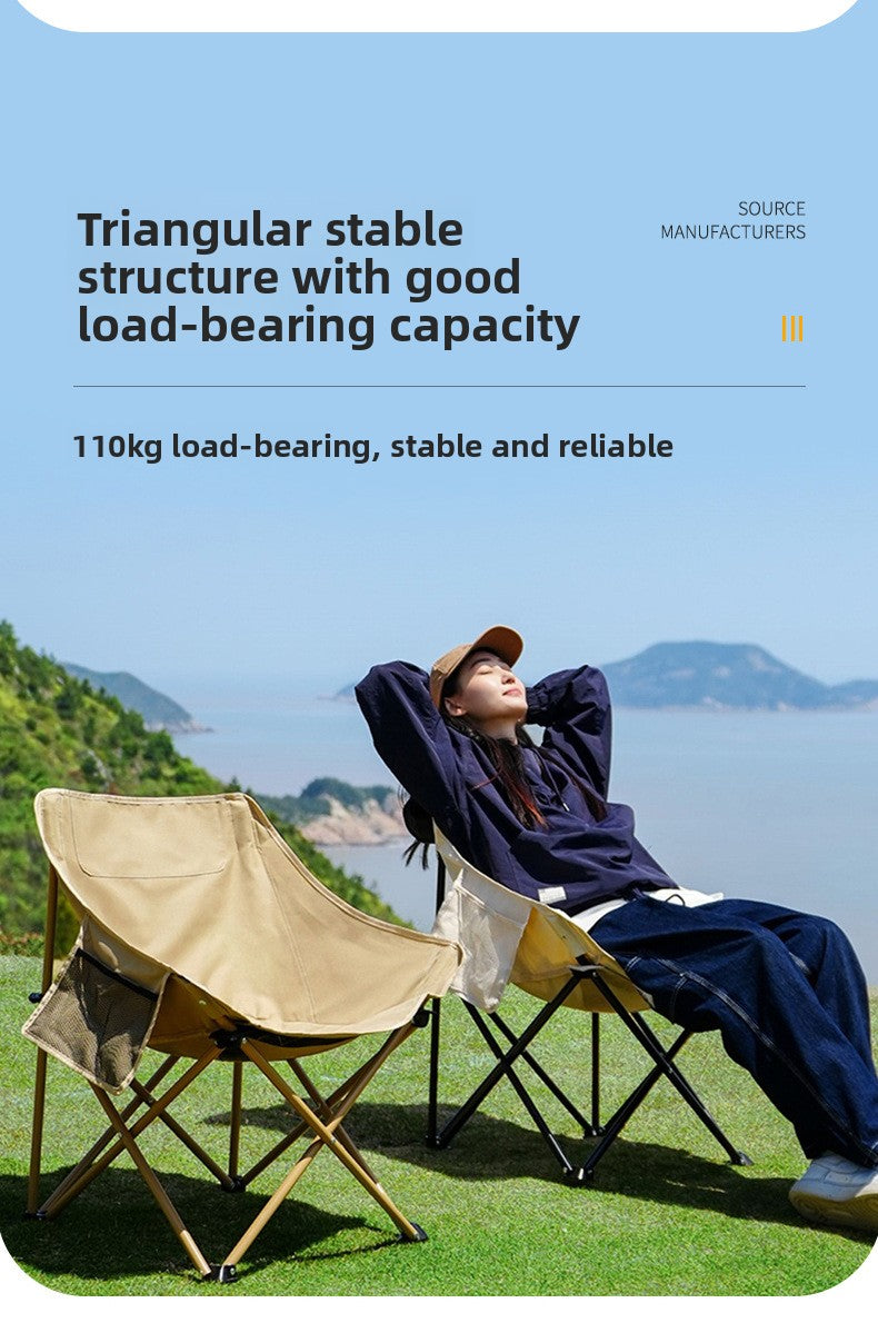 Backrest Stool Lazy Moon Chair Outdoor Heavy Duty Camping Folding Chair Portable Beach Chair